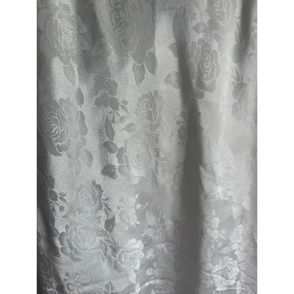 Linda Bis White Satin Floral Rose Jacquard Lace Trim Maxi Nightgown Slip Dress - Picture 7 of 8
